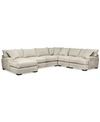 Furniture Closeout! Rhyder 5-pc. Fabric Sectional Sofa With Chaise, Created For Macy's In Parallel Stone Beige