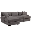 Furniture Closeout! Rhyder 3-pc. Fabric Sectional Sofa With Chaise, Created For Macy's In Parallel Dove Grey