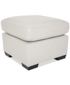 Furniture Lothan 24" Leather Ottoman, Created For Macy's In Valencia Snow White