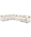 Furniture Radley 5-pc Fabric Sectional With Apartment Sofa, Created For Macy's In Heavenly Oyster White