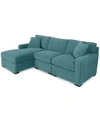 Furniture Radley 3-piece Fabric Chaise Sectional Sofa, Created For Macy's In Heavenly Sapphire Blue