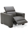 Furniture Nevio 39" Leather Power Recliner With Rachet Headrest In Smoke Grey