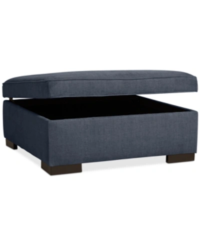 Furniture Radley 36" Fabric Storage Ottoman, Created For Macy's In Heavenly Naval Blue