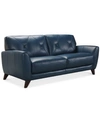 Furniture Myia 82" Tufted Back Leather Sofa, Created For Macy's In Peacock Blue