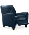 Furniture Myia Tufted Back Leather Pushback Recliner, Created For Macy's In Peacock Blue