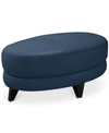 Furniture Myia Tufted Leather Oval Ottoman, Created For Macy's In Peacock Blue