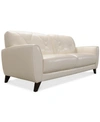 Furniture Myia 82" Tufted Back Leather Sofa, Created For Macy's In Ivory