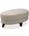 Furniture Myia Tufted Leather Oval Ottoman, Created For Macy's In Ivory