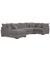 Furniture Closeout! Rhyder 4-pc. 80'' Fabric Sectional Sofa With Chaise, Created For Macy's In Parallel Dove Grey