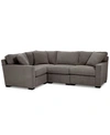 Furniture Radley Fabric 4-pc. Sectional Sofa With Corner Piece, Created For Macy's In Heavenly Mocha Grey