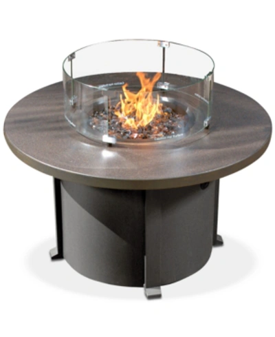 Furniture Cal Sil Round Fire Pit Table In Gunmetal