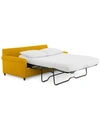 Furniture Lidia 82" Fabric 2-pc. Chaise Sectional Queen Sleeper Sofa With Storage Ottoman In Gypsy Arrow Yellow