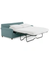 Furniture Lidia 82" Fabric 2-pc. Chaise Sectional Queen Sleeper Sofa With Storage Ottoman In Gypsy Blue Green