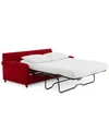 Furniture Lidia 82" Fabric 2-pc. Chaise Sectional Queen Sleeper Sofa With Storage Ottoman In Gypsy Scarlet Red