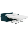 Furniture Lidia 82" Fabric 2-pc. Chaise Sectional Queen Sleeper Sofa With Storage Ottoman In Gypsy Teal