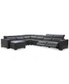 FURNITURE NEVIO 6-PC LEATHER SECTIONAL SOFA WITH CHAISE, 2 POWER RECLINERS AND ARTICULATING HEADRESTS, CREATED