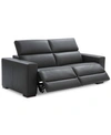Furniture Nevio 82" 2pc Leather Sofa With 2 Power Recliners, Created For Macy's In Smoke Grey