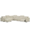 FURNITURE NEVIO 6-PC LEATHER SECTIONAL SOFA WITH CHAISE, 2 POWER RECLINERS AND ARTICULATING HEADRESTS, CREATED