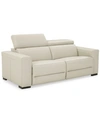 Furniture Nevio 82" 2pc Leather Sofa With 2 Power Recliners, Created For Macy's In Argento Stone Ivory