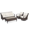 FURNITURE NORTH SHORE OUTDOOR 4-PC. SEATING SET (SOFA, 2 SWIVEL CHAIRS & COFFEE TABLE) WITH SUNBRELLA CUSHIONS