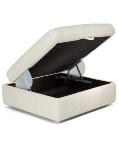 Furniture Julius Ii Leather Storage Ottoman In Off White