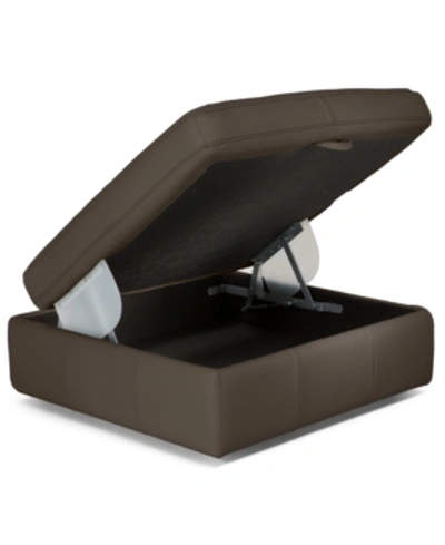 Furniture Julius Ii Leather Storage Ottoman In Dark Taupe