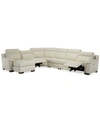 FURNITURE JULIUS II 150" 6-PC. LEATHER CHAISE SECTIONAL SOFA WITH 2 POWER RECLINERS, POWER HEADRESTS & USB POW