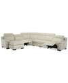 Furniture Closeout! Julius Ii 150" 6-pc. Leather Chaise Sectional Sofa With 2 Power Recliners, Power Headrests In Off White