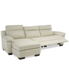 Furniture Closeout! Julius Ii 3-pc. Leather Chaise Sectional Sofa With 2 Power Recliners, Power Headrests And In Off White