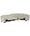 Furniture Julius Ii 5-pc. Leather Sectional Sofa With 3 Power Recliners, Power Headrests & Usb Power Outlet, C In Off White