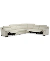 Furniture Closeout! Julius Ii 6-pc. Leather Sectional Sofa With 3 Power Recliners, Power Headrests & Usb Power In Off White