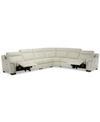 Furniture Closeout! Julius 150" Ii 6-pc. Leather Sectional Sofa With 2 Power Recliners, Power Headrests & Usb In Off White