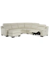 FURNITURE JULIUS II 5-PC. LEATHER CHAISE SECTIONAL SOFA WITH 1 POWER RECLINER, POWER HEADREST & USB POWER OUTL