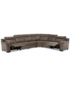Furniture Closeout! Julius 150" Ii 6-pc. Leather Sectional Sofa With 2 Power Recliners, Power Headrests & Usb In Dark Taupe