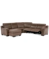 FURNITURE JULIUS II 5-PC. LEATHER CHAISE SECTIONAL SOFA WITH 2 POWER RECLINERS, POWER HEADRESTS & USB POWER OU