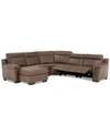 Furniture Closeout! Julius Ii 5-pc. Leather Chaise Sectional Sofa With 2 Power Recliners, Power Headrests & Us In Dark Taupe