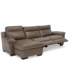 Furniture Closeout! Julius Ii 3-pc. Leather Chaise Sectional Sofa With 2 Power Recliners, Power Headrests And In Dark Taupe