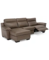 Furniture Closeout! Julius Ii 3-pc. Leather Sectional Sofa With 1 Power Recliner, Power Headrests, Chaise And In Dark Taupe