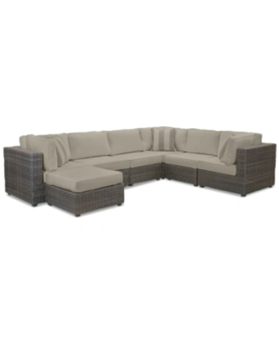 Furniture Closeout! Viewport Outdoor 7-pc. Modular Seating Set (3 Corner Units, 3 Armless Units And 1 Ottoman) In Spectrum Dove