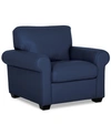 Furniture Orid 36" Leather Roll Arm Chair, Created For Macy's In Sapphire (special Order)