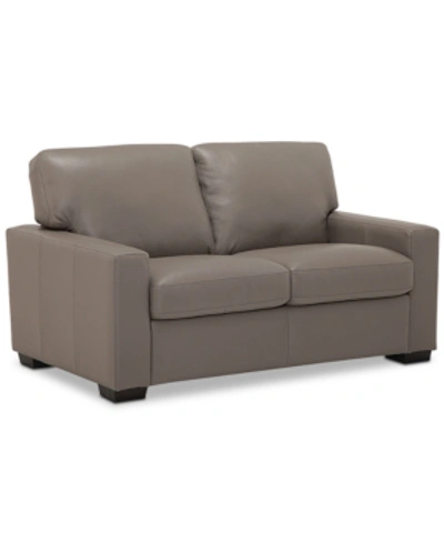 Furniture Ennia 59" Leather Loveseat, Created For Macy's In Pewter (special Order)
