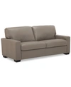 Furniture Orid 77" Leather Roll Arm Apartment Sofa, Created For Macy's In Pewter (special Order)