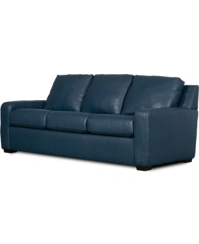 Furniture Lisben Ii 83" Leather Sofa In Deep Blue