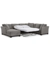 Furniture Elliot Ii 138" Fabric 3-piece Chaise Sleeper Sectional, Created For Macy's In Merit Greystone Grey