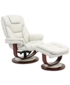 Furniture Faringdon Leather Euro Chair & Ottoman In Alfresco Ice Light Grey