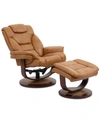 Furniture Faringdon Leather Euro Chair & Ottoman In Alfresco Majesty Cognac Tan