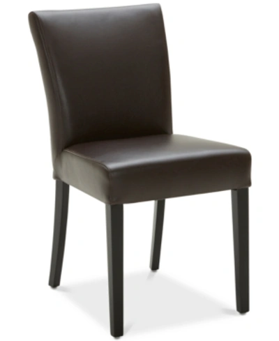 Furniture Tate Leather Parsons Dining Chair In Dark Brown