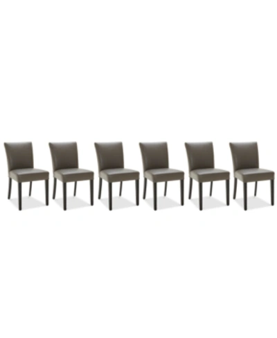 Furniture Tate Leather Parsons Dining Chair, 6-pc. Set (6 Side Chairs) In Graphite
