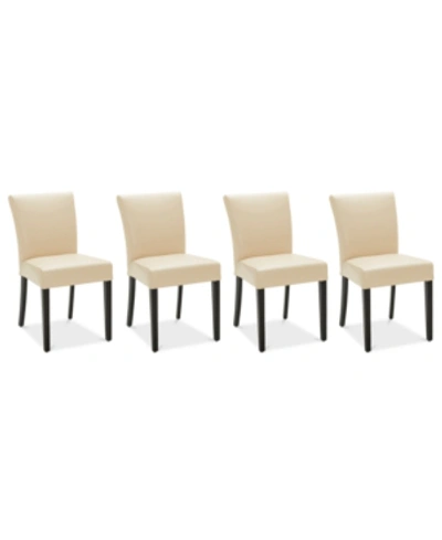 Furniture Tate Leather Parsons Dining Chair, 4-pc. Set (4 Side Chairs) In Cream