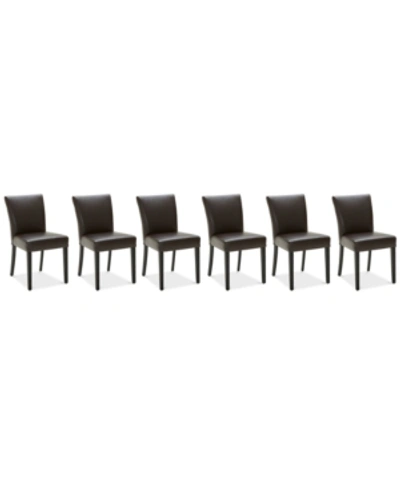 Furniture Tate Leather Parsons Dining Chair, 6-pc. Set (6 Side Chairs) In Dark Brown